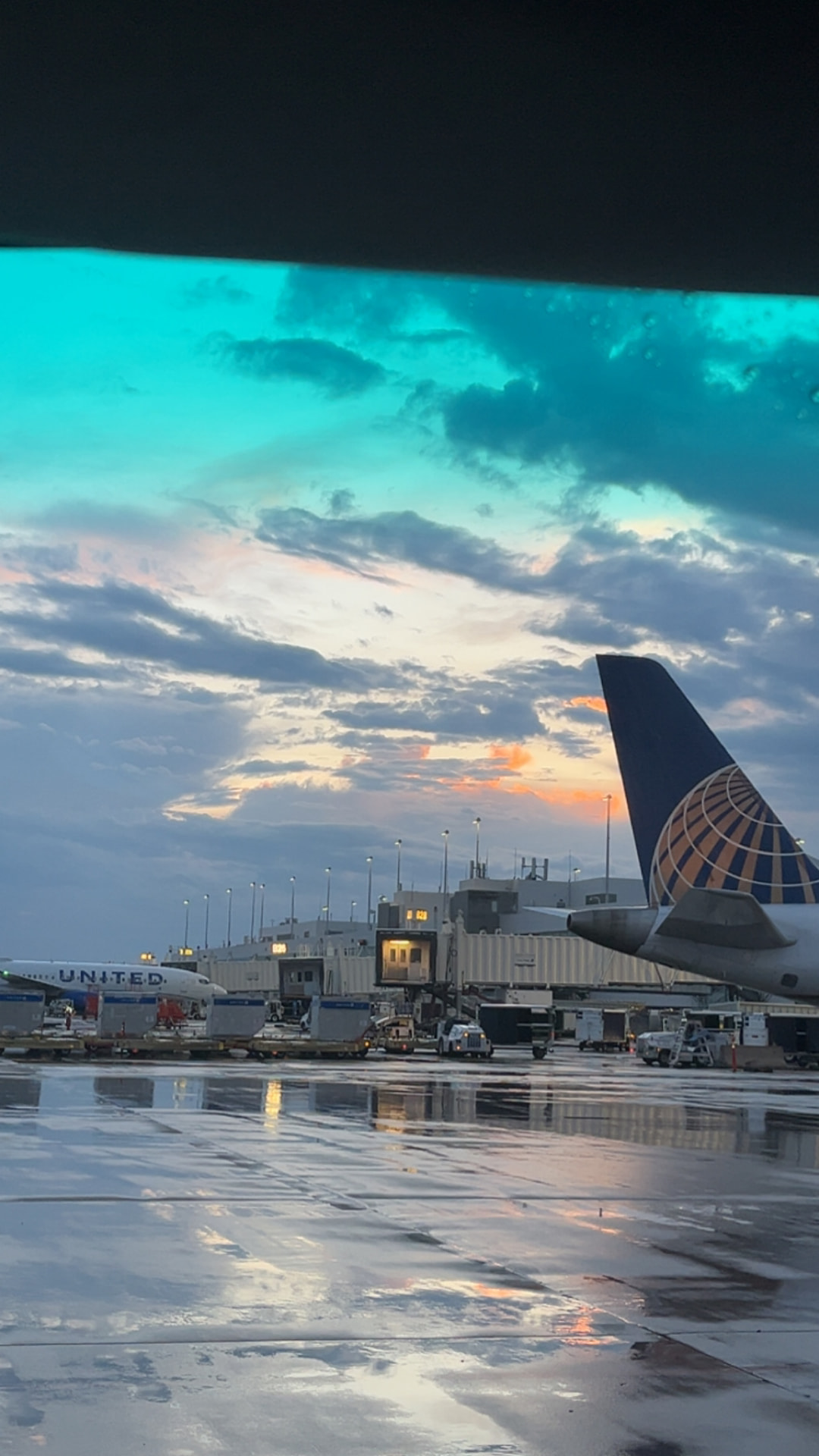 Sunset over the gates at Denver International Airport